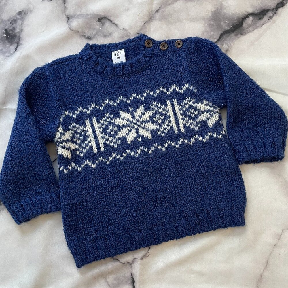 Baby GAP Fair Isle Sweater Blue White Size 2XL (2 Years)